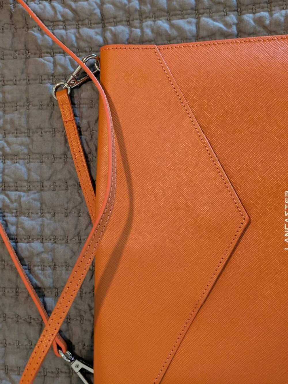 Lancaster Paris Pur & Element City Clutch Bag Bright Orange.
